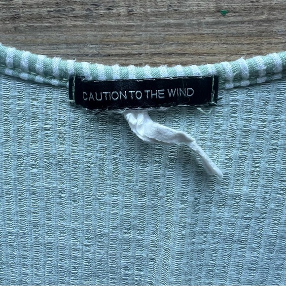 Caution To The Wind Women's Short Sleeve Striped Turquoise Blue Dress Size M - Picture 3 of 7